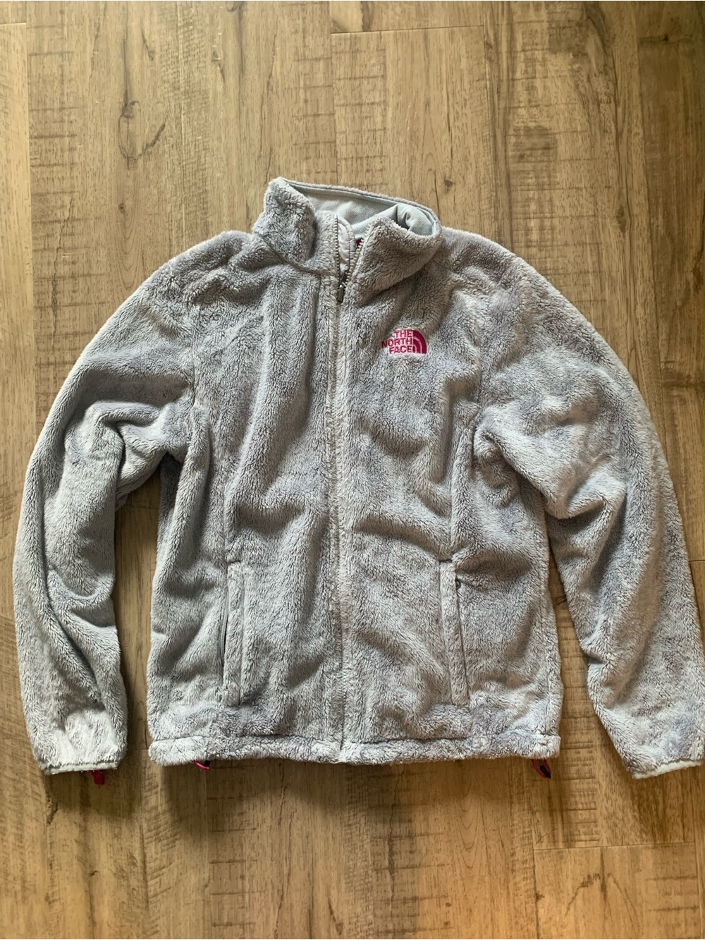 North Face Osito Light Gray Fuzzy Zip-up Sweater